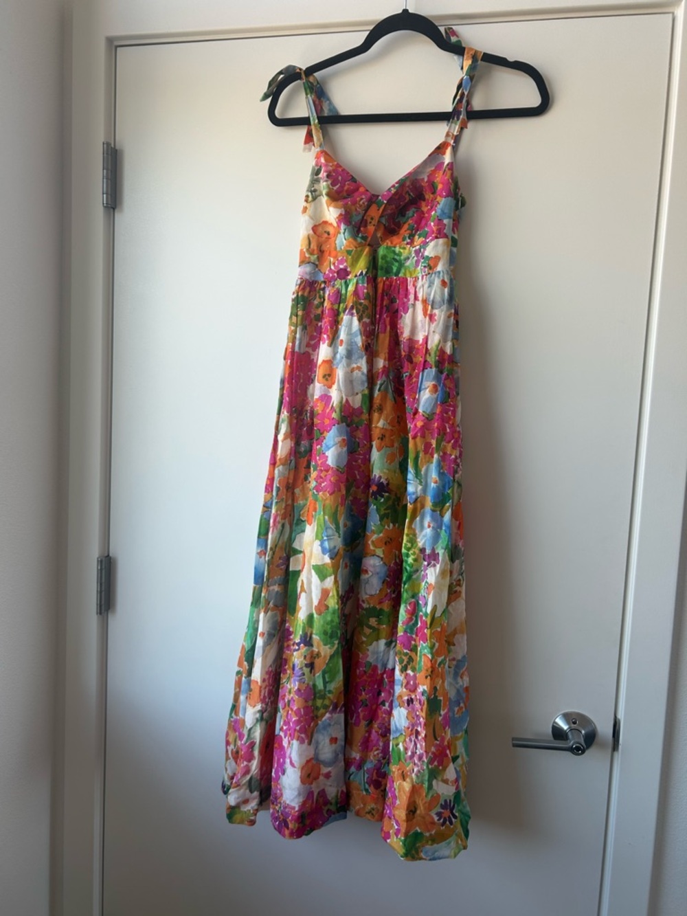 & Other Stories Multicolor Floral Midi Dress in Pink, Orange, Green, Blue - Picture 5 of 10